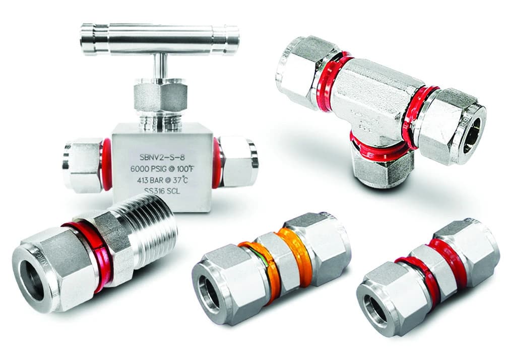 BMT SUPERLOK i-Fitting fittings and a needle valve with visible installation check rings