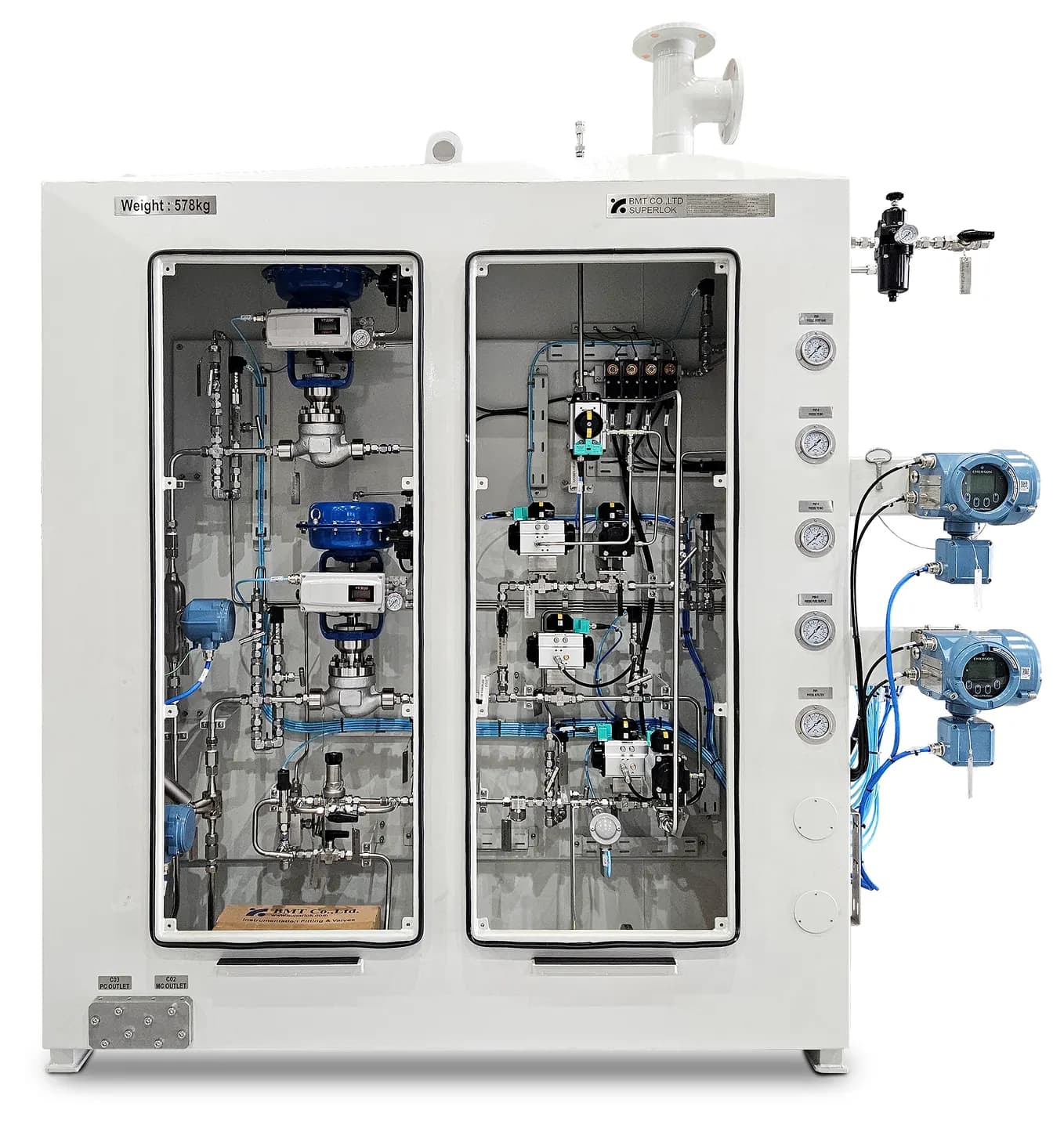 BMT SUPERLOK Hydrogen Gas Regulating Unit with integrated pressure regulation components