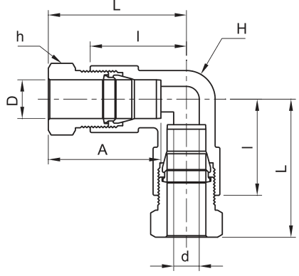 BMT SUPERLOK PUE union elbow; manufacturer catalog illustration.