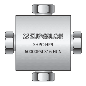 BMT SUPERLOK high-pressure cross; manufacturer catalog illustration.