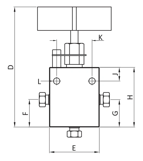 BMT SUPERLOK SHNV Three-way, one pressure connection body pattern.