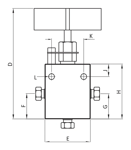 BMT SUPERLOK SMNV Three-way, one pressure connection body pattern.