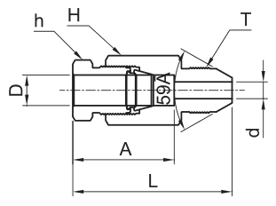 BMT SUPERLOK PCA one-piece cone-and-thread adapter; manufacturer catalog illustration.