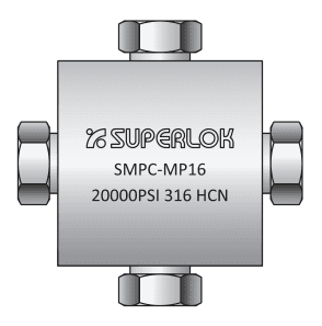BMT SUPERLOK medium-pressure cross; manufacturer catalog illustration.