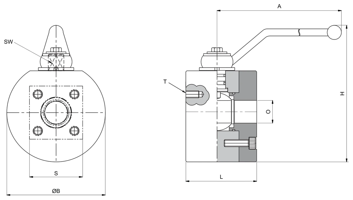 BMT SUPERLOK SBVE ISO 6164-2 flange pattern; manufacturer catalog illustration.