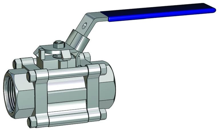 BMT SUPERLOK SWB320 manual swing-out valve, female pipe thread ends; manufacturer catalog illustration.