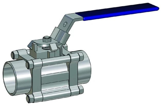 BMT SUPERLOK SWB320 manual swing-out valve, socket-weld ends; manufacturer catalog illustration.