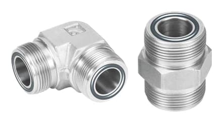 BMT SUPERLOK O-ring face seal elbow and straight adapter with visible face seals.
