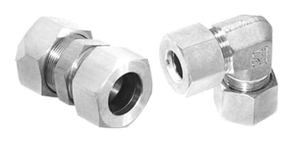 BMT SUPERLOK DIN 2353 bite-type straight and elbow tube fittings.