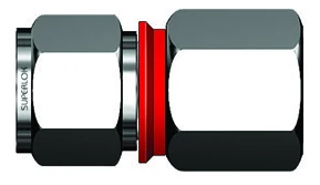 Manufacturer illustration: BMT SUPERLOK i-Fitting SGCI — Gauge Connector with red installation check ring(s)