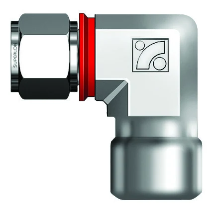 Manufacturer illustration: BMT SUPERLOK i-Fitting SMPWEI — Male Pipe Weld Elbow with red installation check ring(s)