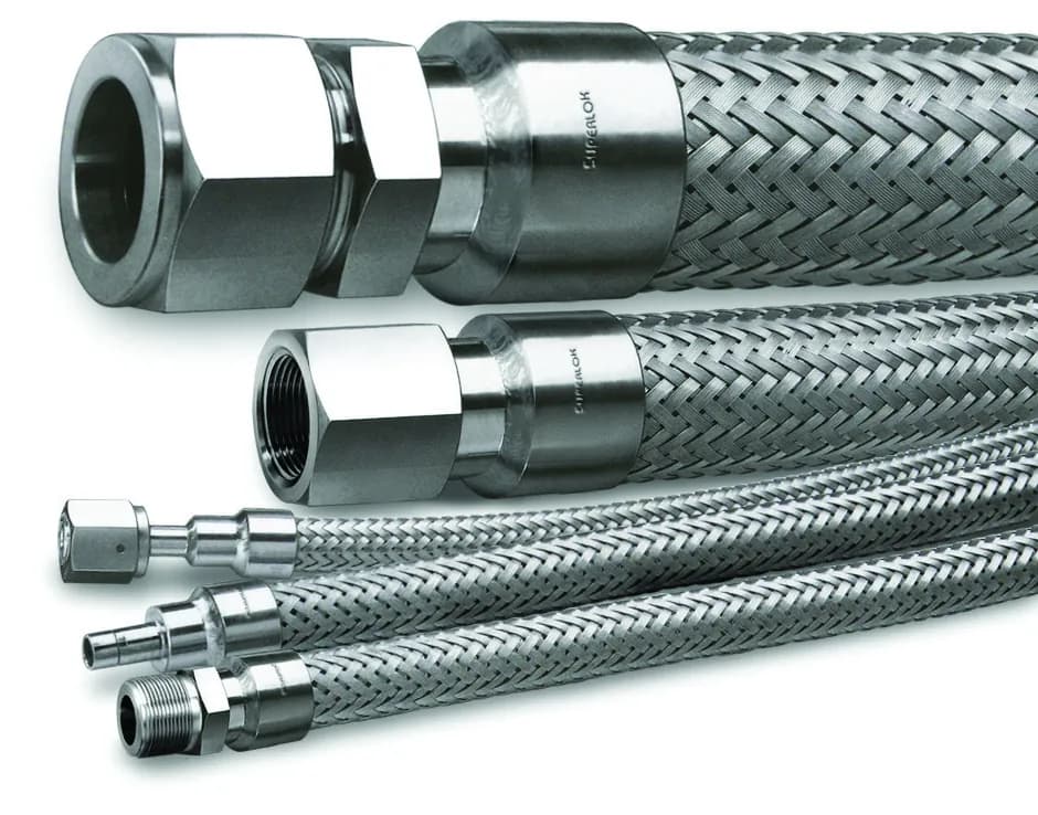 SUPERLOK SFH flexible metal hose braid and end-connection detail