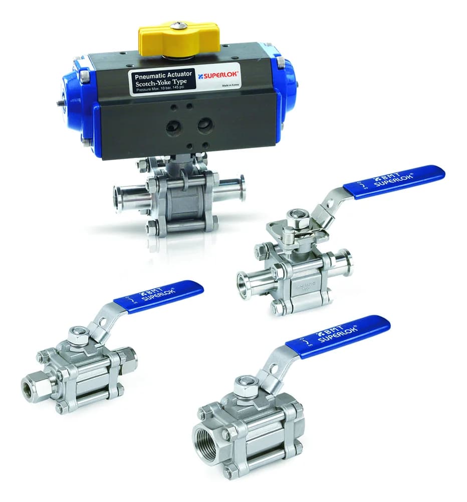 SUPERLOK SWB320 swing-out ball valves with manual and pneumatic actuation