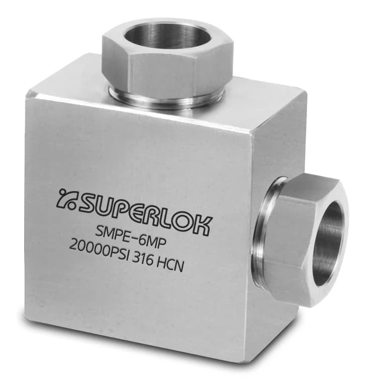 BMT SMPE-6MP medium-pressure elbow fitting marked 20,000 psi
