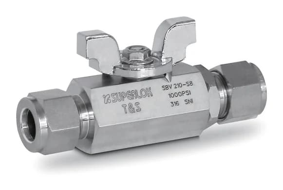 BMT SUPERLOK SBV210 two-piece clean ball valve with silver butterfly handle